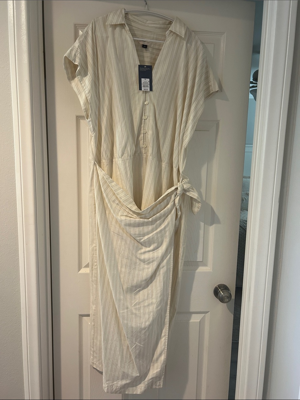 Universal Thread Cream and Light Yellow Striped Maxi Dress